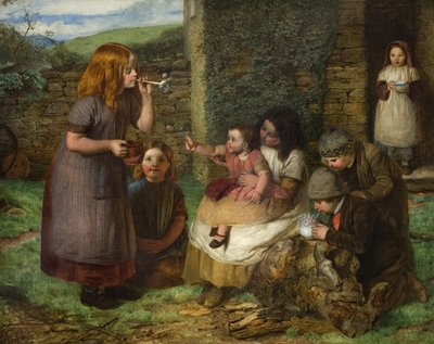 Bubbles: Cottage Scene with Children at Play by John Dawson Watson
